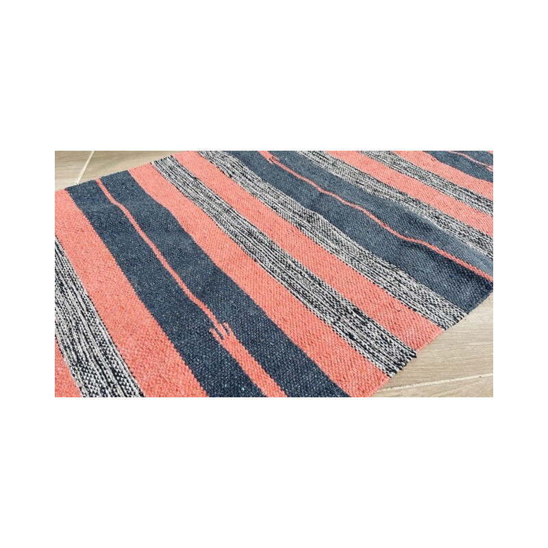 Vintage de cotão Tapis kilim, 1980