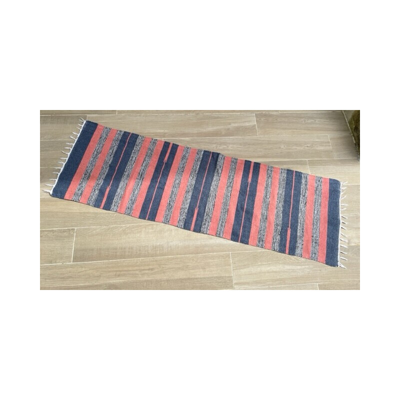 Vintage de cotão Tapis kilim, 1980