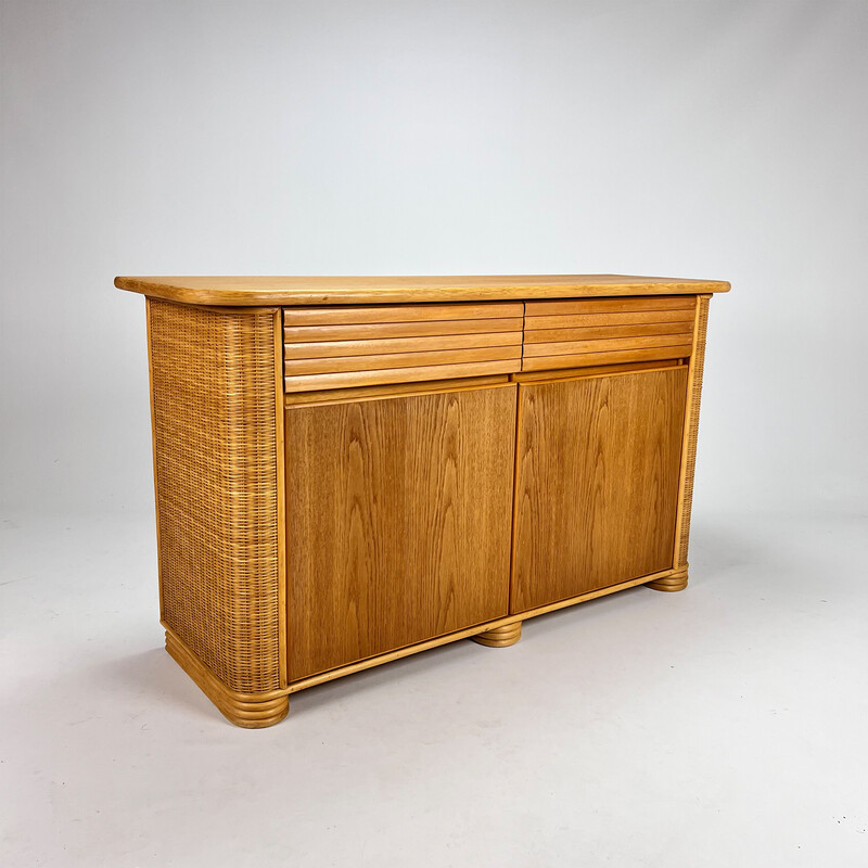 Vintage bamboo and wood sideboard, 1970s