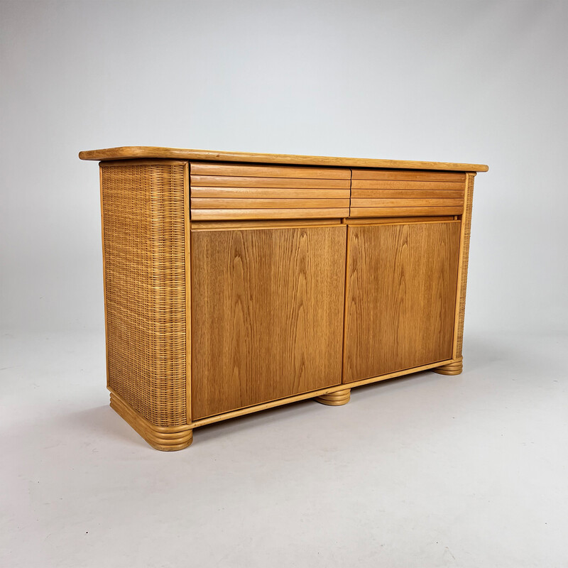Vintage bamboo and wood sideboard, 1970s