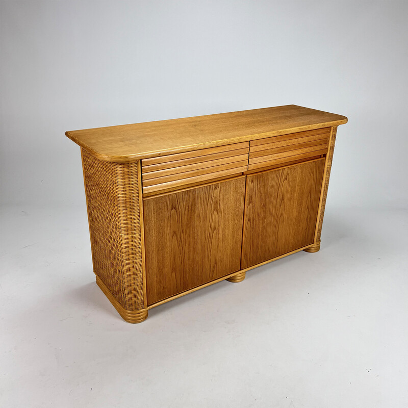 Vintage bamboo and wood sideboard, 1970s