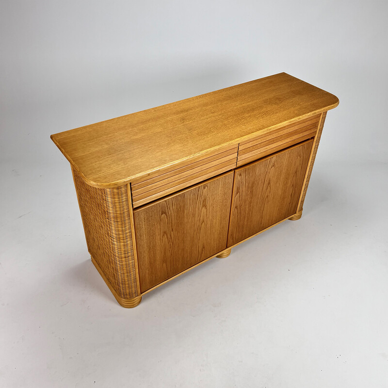 Vintage bamboo and wood sideboard, 1970s