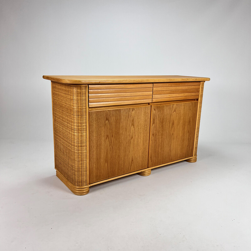 Vintage bamboo and wood sideboard, 1970s