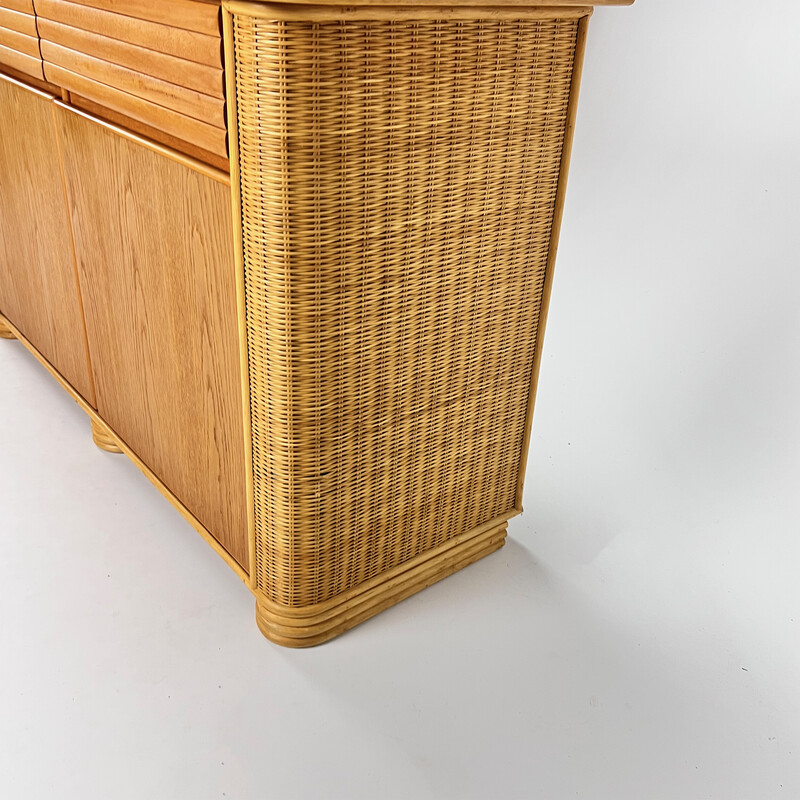 Vintage bamboo and wood sideboard, 1970s