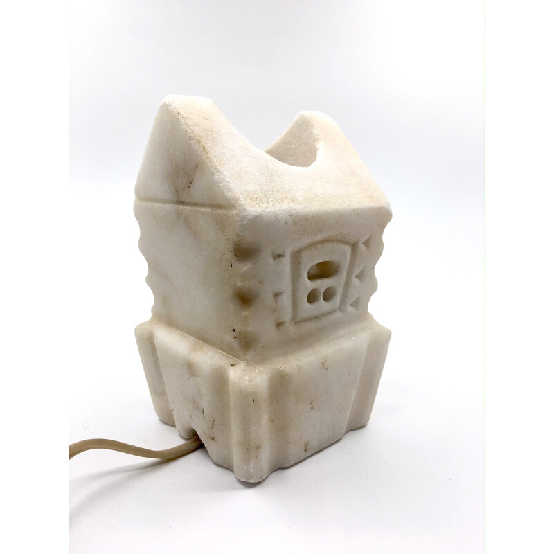 Vintage alabaster stone cottage lamp, 1970