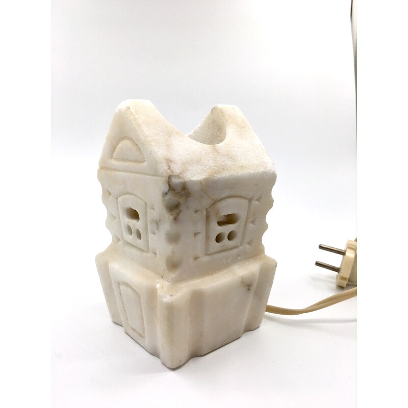 Vintage alabaster stone cottage lamp, 1970