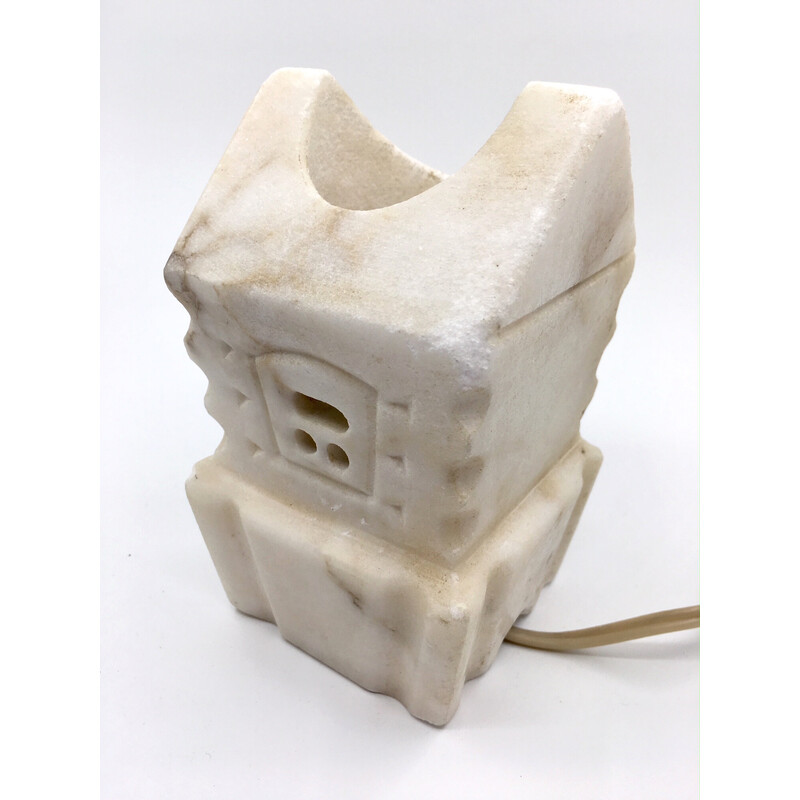 Vintage alabaster stone cottage lamp, 1970