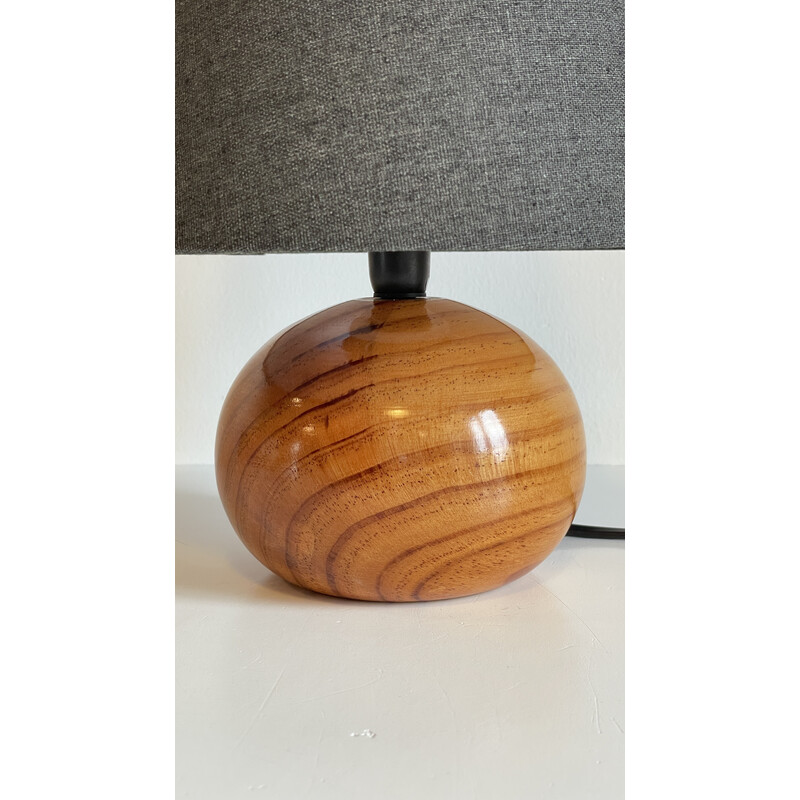 Vintage turned wood ball lamp, 1970