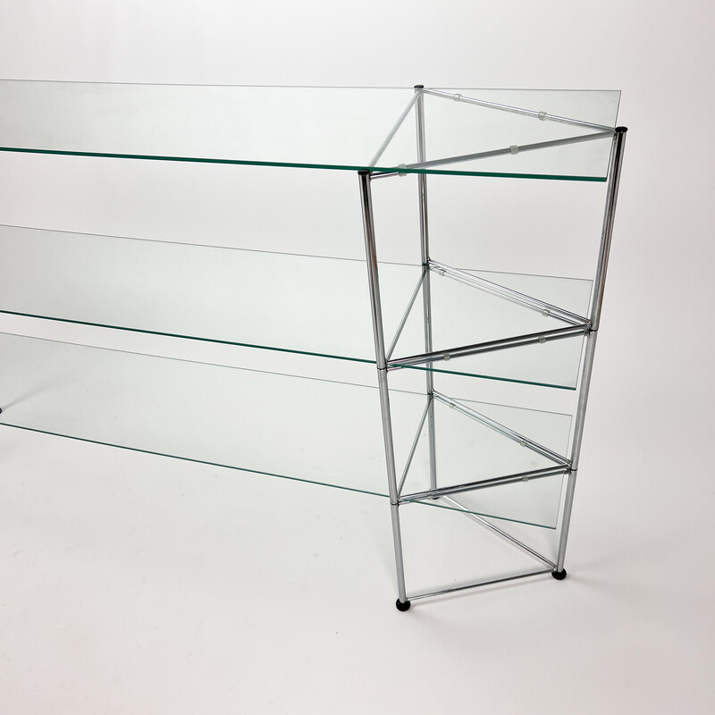 Vintage postmodern glass wall unit, 1980s