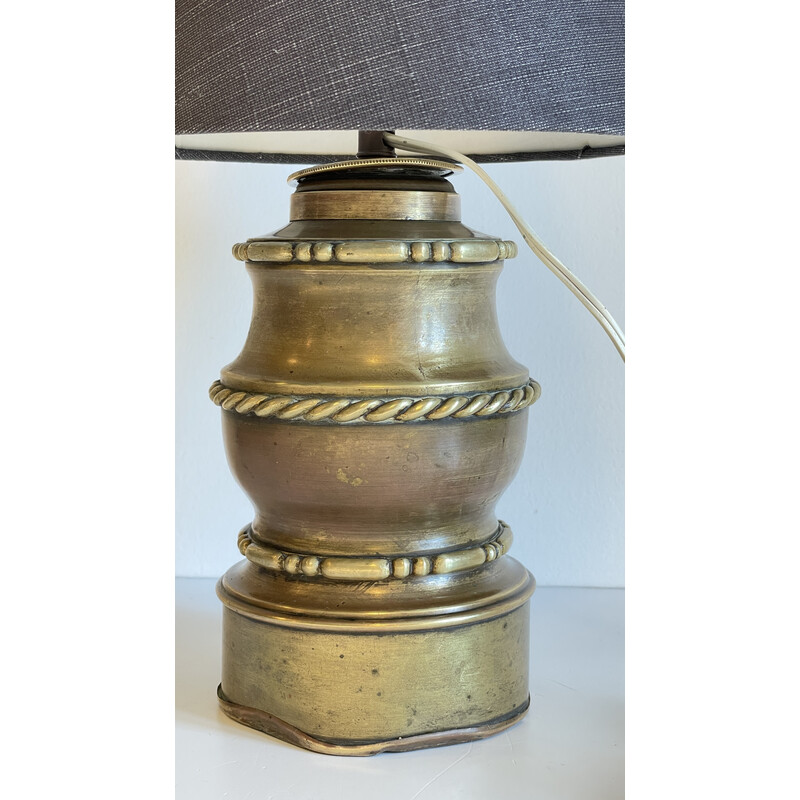 Lampe vintage en laiton et tissu