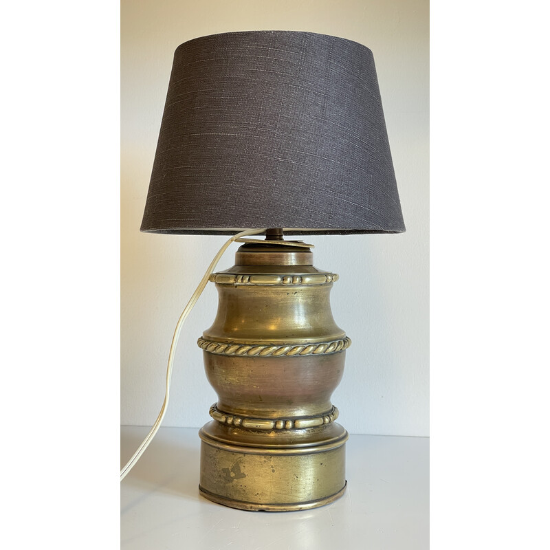 Vintage lamp in brass and fabric