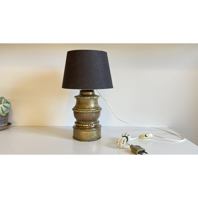 Lampada vintage in ottone e tessuto