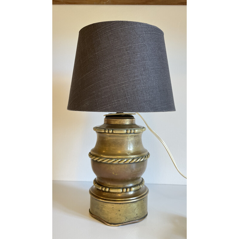 Lampada vintage in ottone e tessuto