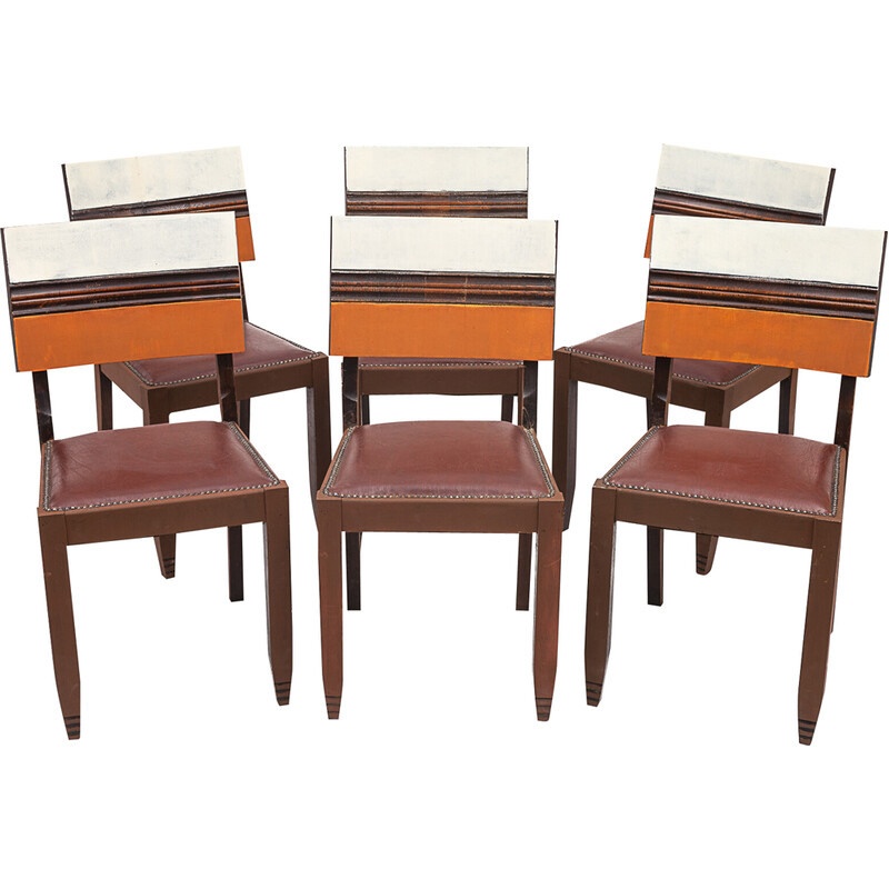 Set di 6 sedie vintage in rovere massiccio, 1950