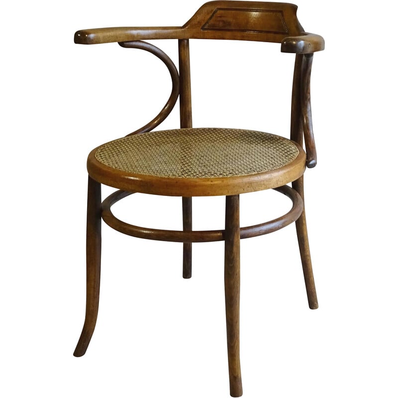 Fauteuil de bureau bistrot vintage en bois courbé par Ungvar, 1895