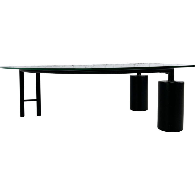 Table basse vintage en métal et verre, 1980