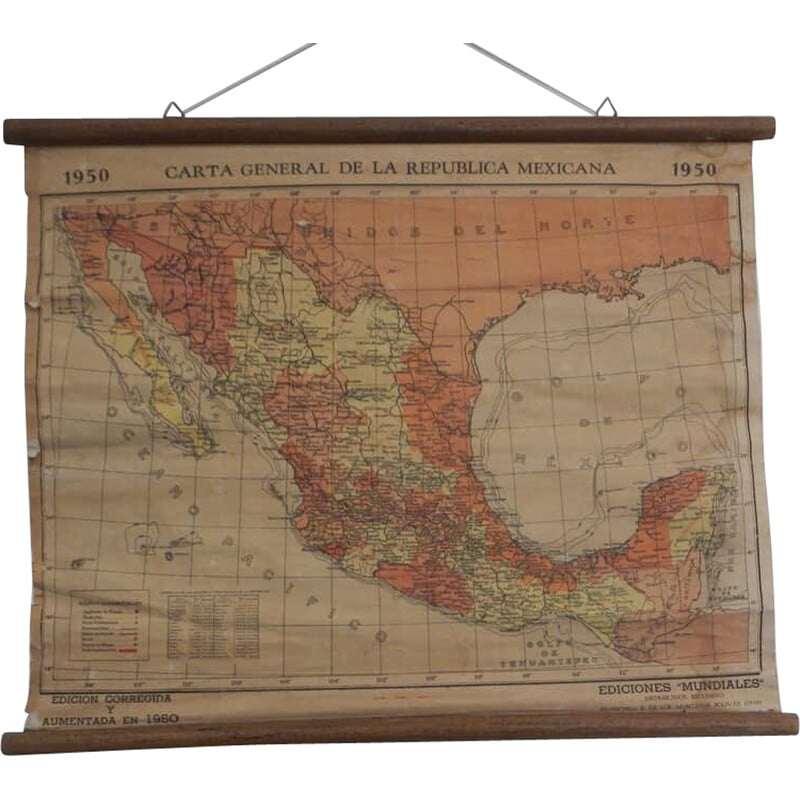 Carte du Mexique vintage par Ediziones Mundiales