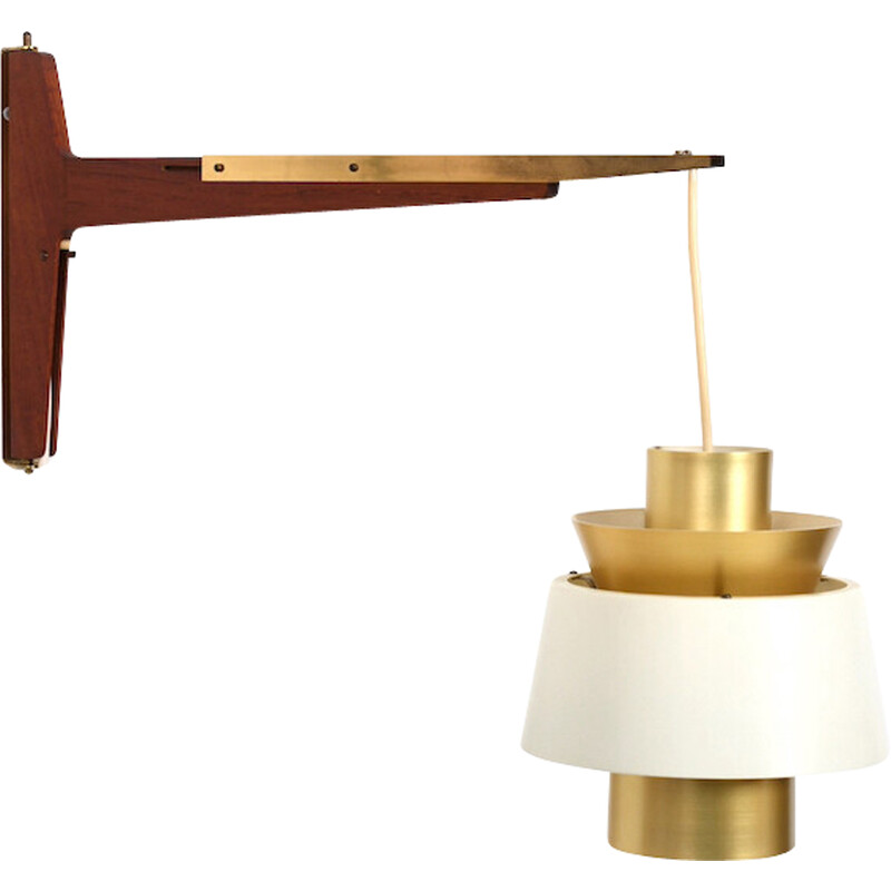 Vintage teak and brass wall lamp by Jorn Utzon for Nordisk Solar Infinitely, 1960s