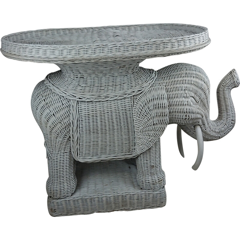 Vintage elephant wicker coffee table, 1960