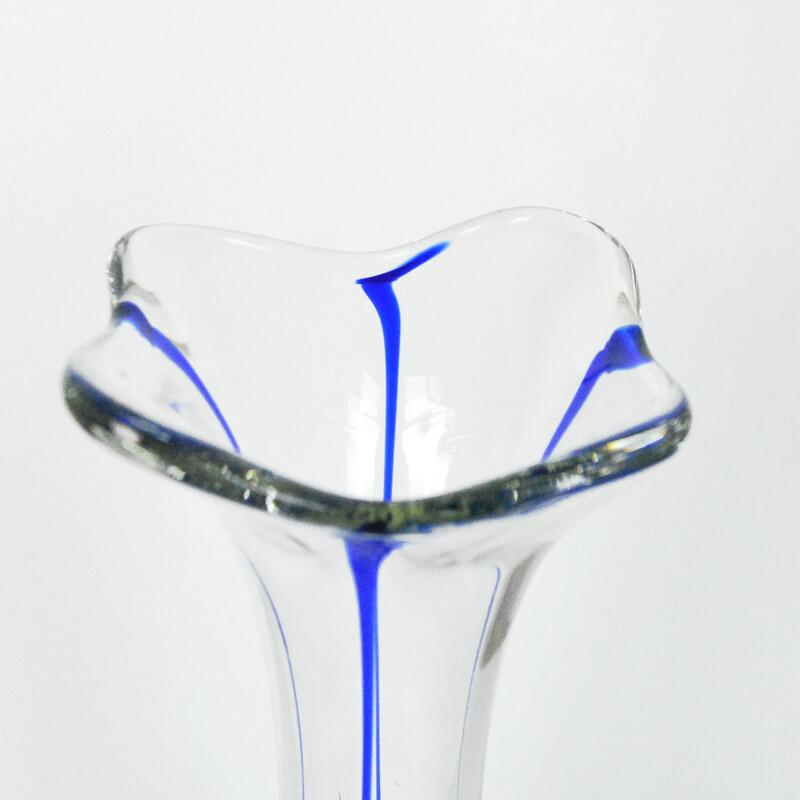 Vintage organic handmade vase by Ząbkowice Glassworks, Poland 1970s