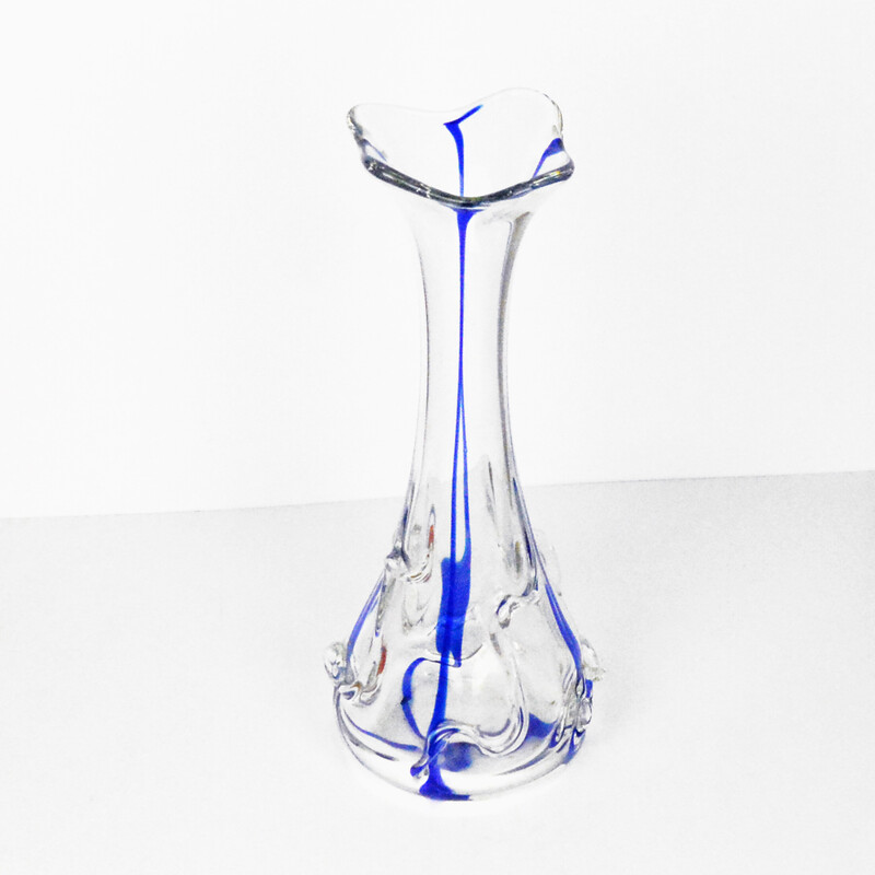 Vintage organic handmade vase by Ząbkowice Glassworks, Poland 1970s