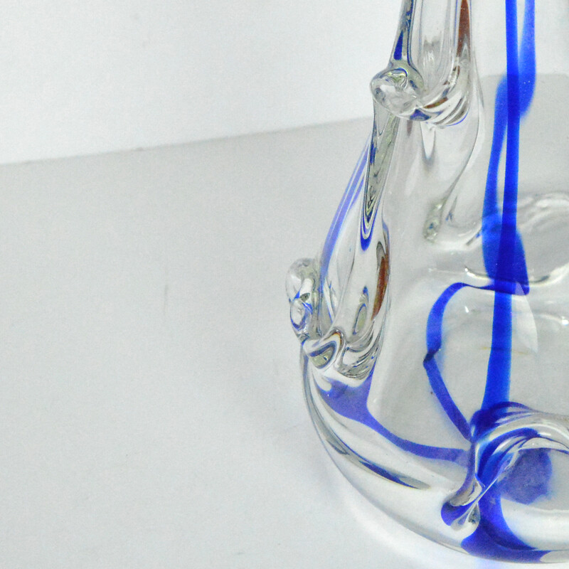 Vintage organic handmade vase by Ząbkowice Glassworks, Poland 1970s