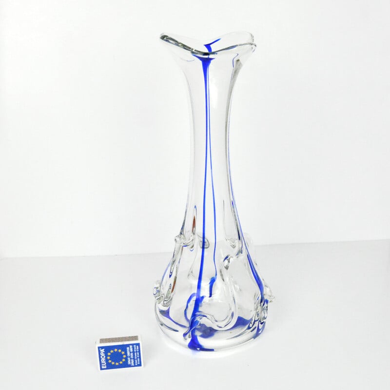 Vintage organic handmade vase by Ząbkowice Glassworks, Poland 1970s