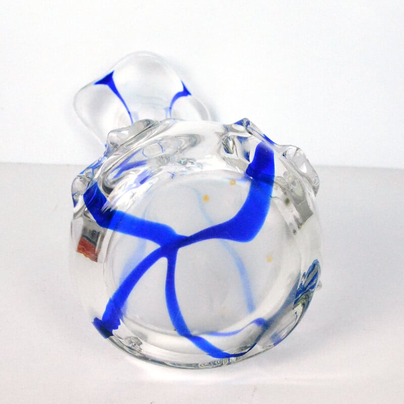 Vintage organic handmade vase by Ząbkowice Glassworks, Poland 1970s