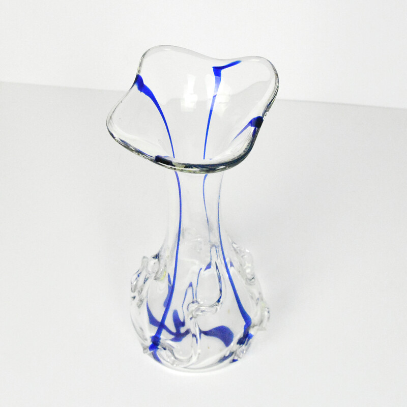 Vintage organic handmade vase by Ząbkowice Glassworks, Poland 1970s