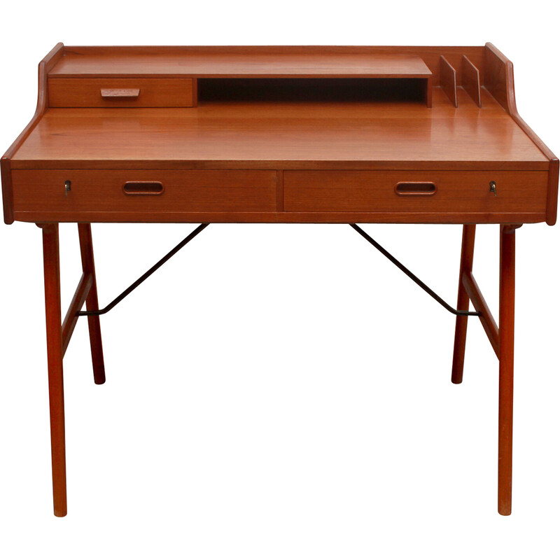 Vintage bureau in teak model 56 van Arne Wahl Iversen voor Vende, jaren 1960