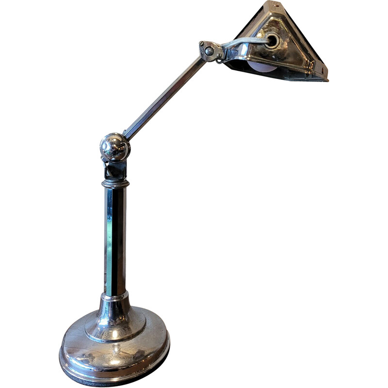 Lampada vintage "Pirouett" in ottone cromato e vetro