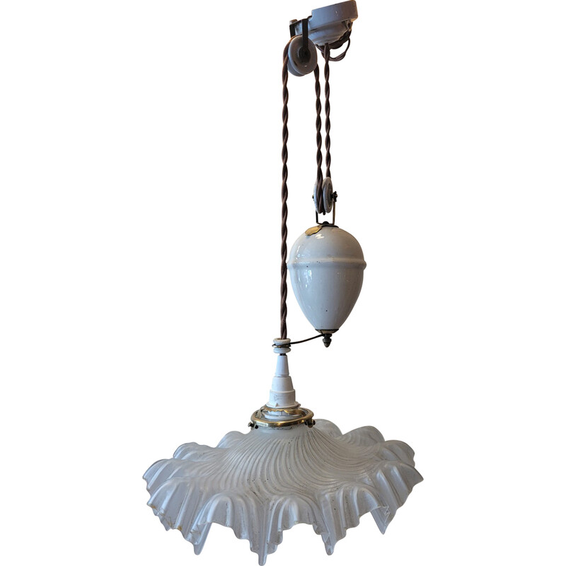 Vintage pendant lamp "rise and fall" in pressed glass