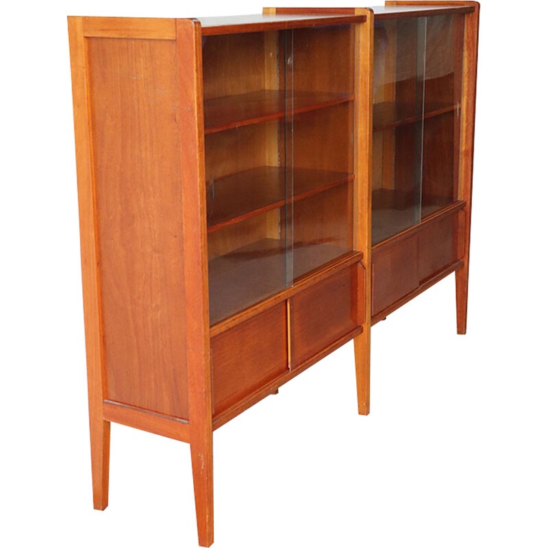 Vintage bookcase with wooden shelves, 1960