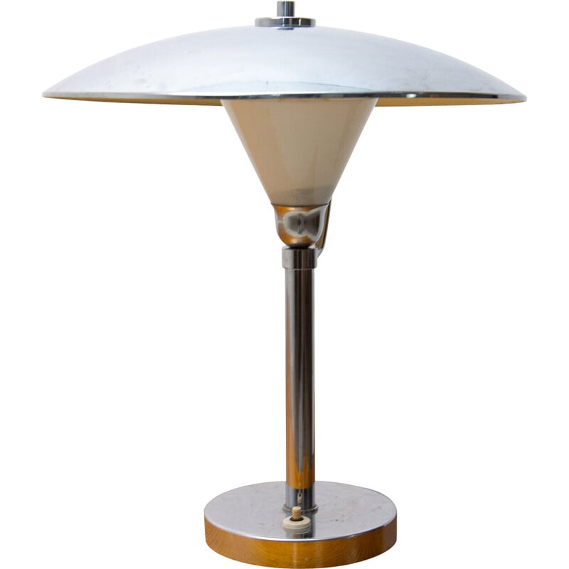 Lampada da tavolo vintage Bauhaus cromata, Cecoslovacchia, anni '40