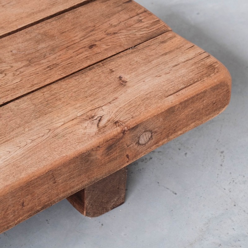 Brutalist oakwood vintage Sleeper coffee table, Belgium 1970s