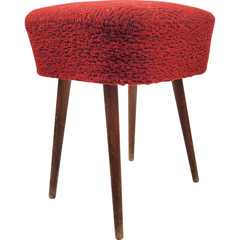 Vintage red stool, Poland 1970s