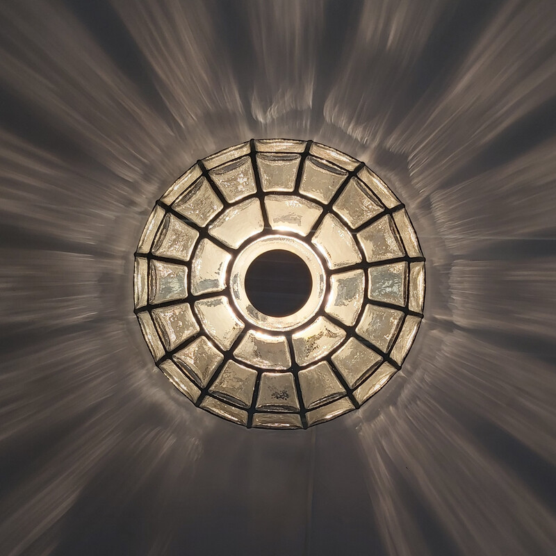 Mid-century minimalist glass ceiling lamp by Limburg, Germany 1960s