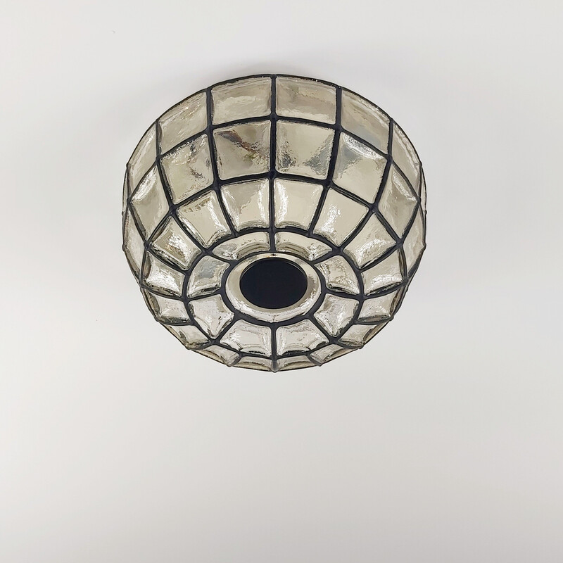 Mid-century minimalist glass ceiling lamp by Limburg, Germany 1960s