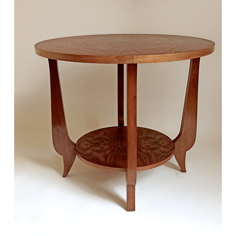 Vintage Art Deco solid walnut pedestal table, 1930