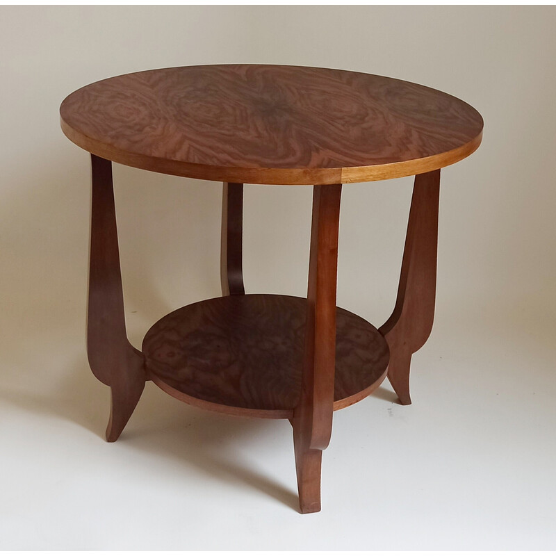 Vintage Art Deco solid walnut pedestal table, 1930