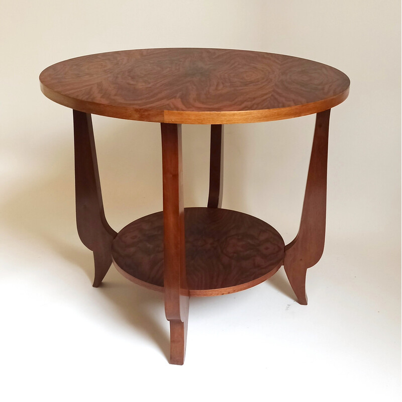 Vintage Art Deco solid walnut pedestal table, 1930