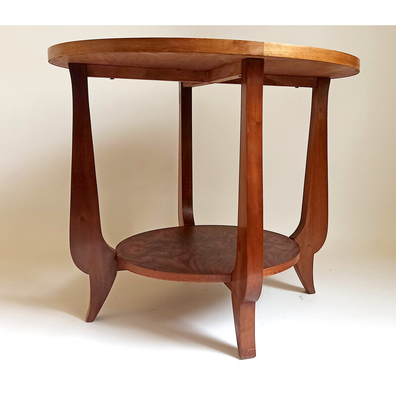 Vintage Art Deco solid walnut pedestal table, 1930