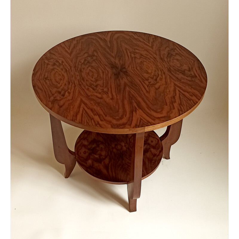 Vintage Art Deco solid walnut pedestal table, 1930