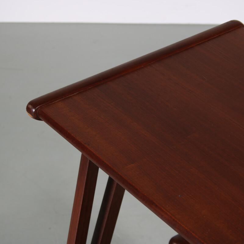 Vintage teak wooden radio table, Netherlands 1950s