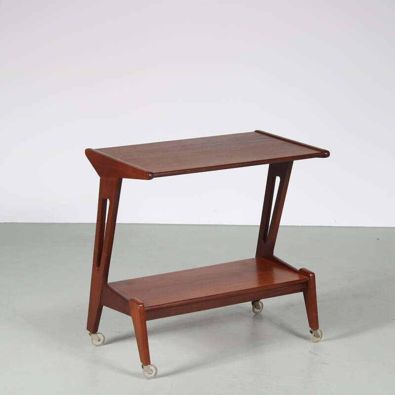 Vintage teak wooden radio table, Netherlands 1950s