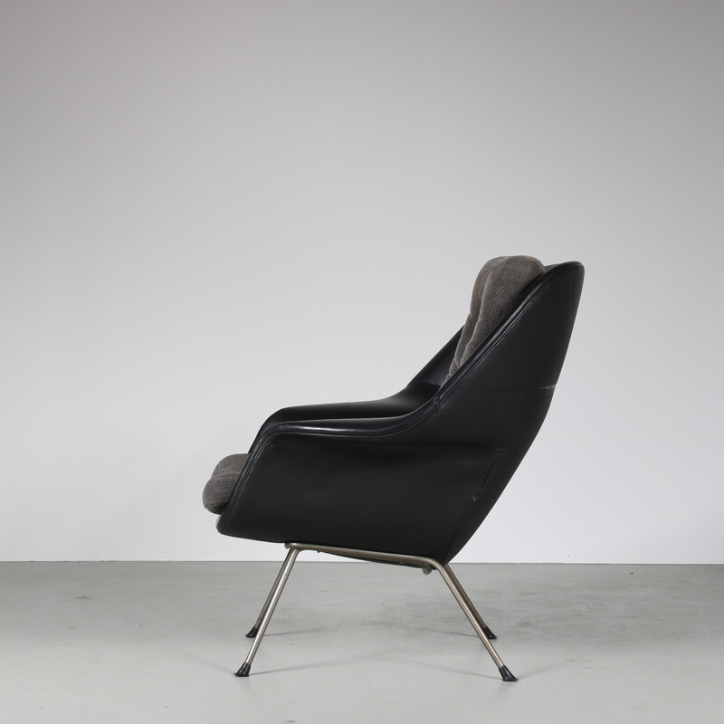 Vintage black skai armchair, Netherlands 1960s
