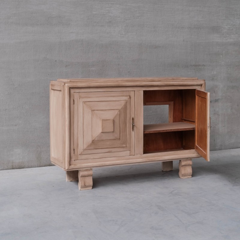 French vintage wooden geometric sideboard, 1950s