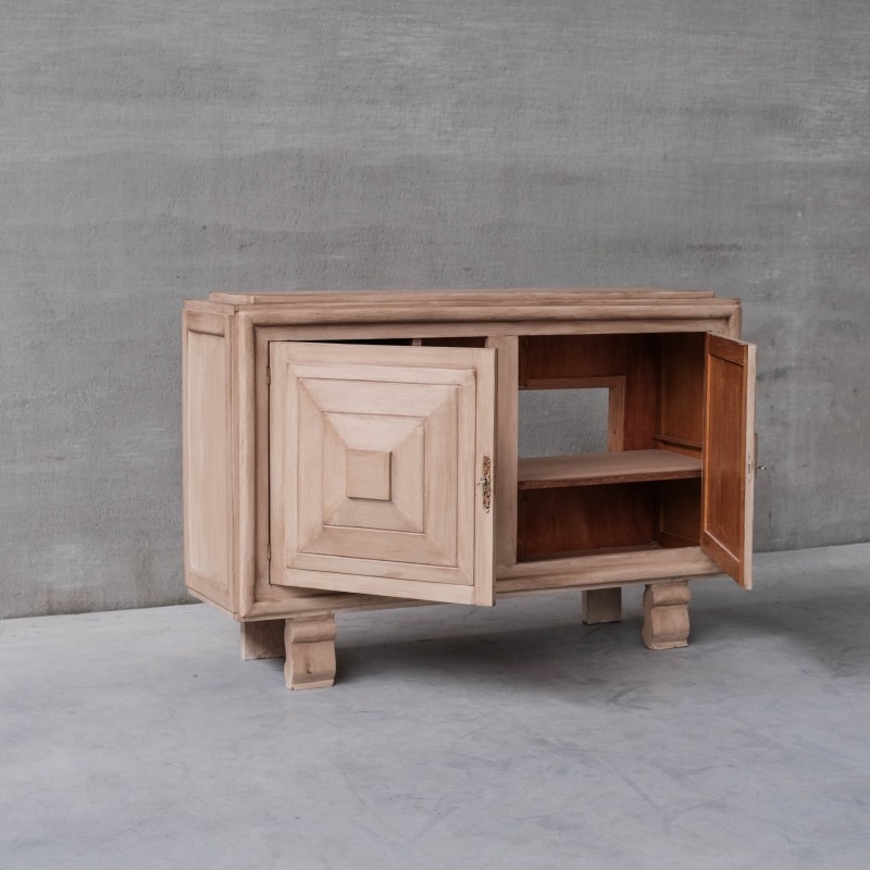 French vintage wooden geometric sideboard, 1950s