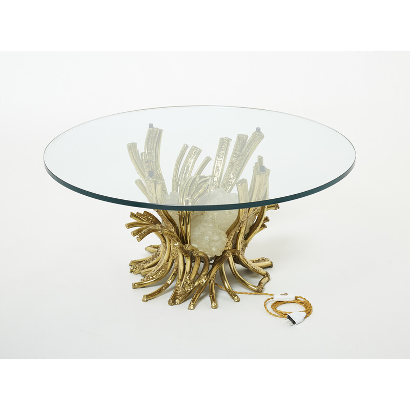 Vintage coffee table sculpture in Quartz bronze by Isabelle Faure, 1970