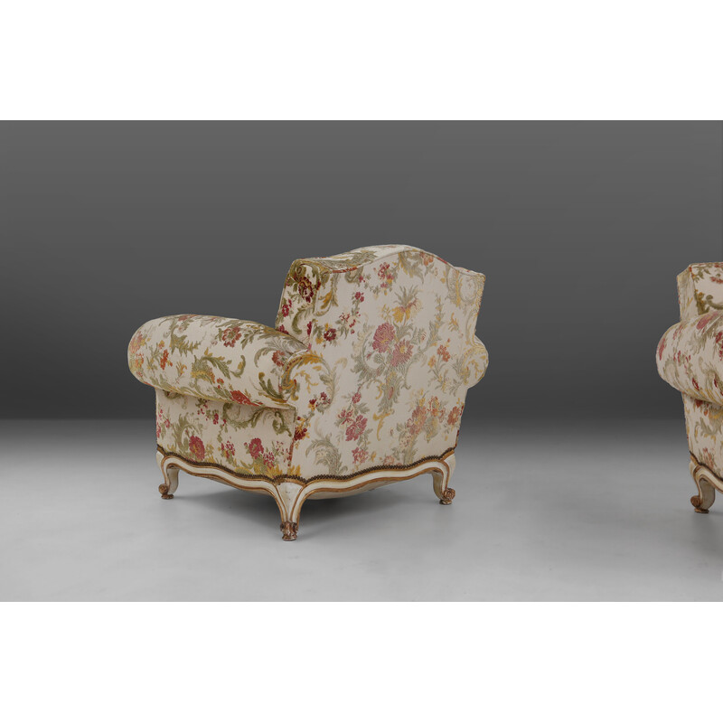 Vintage French armchairs in floral upholstery